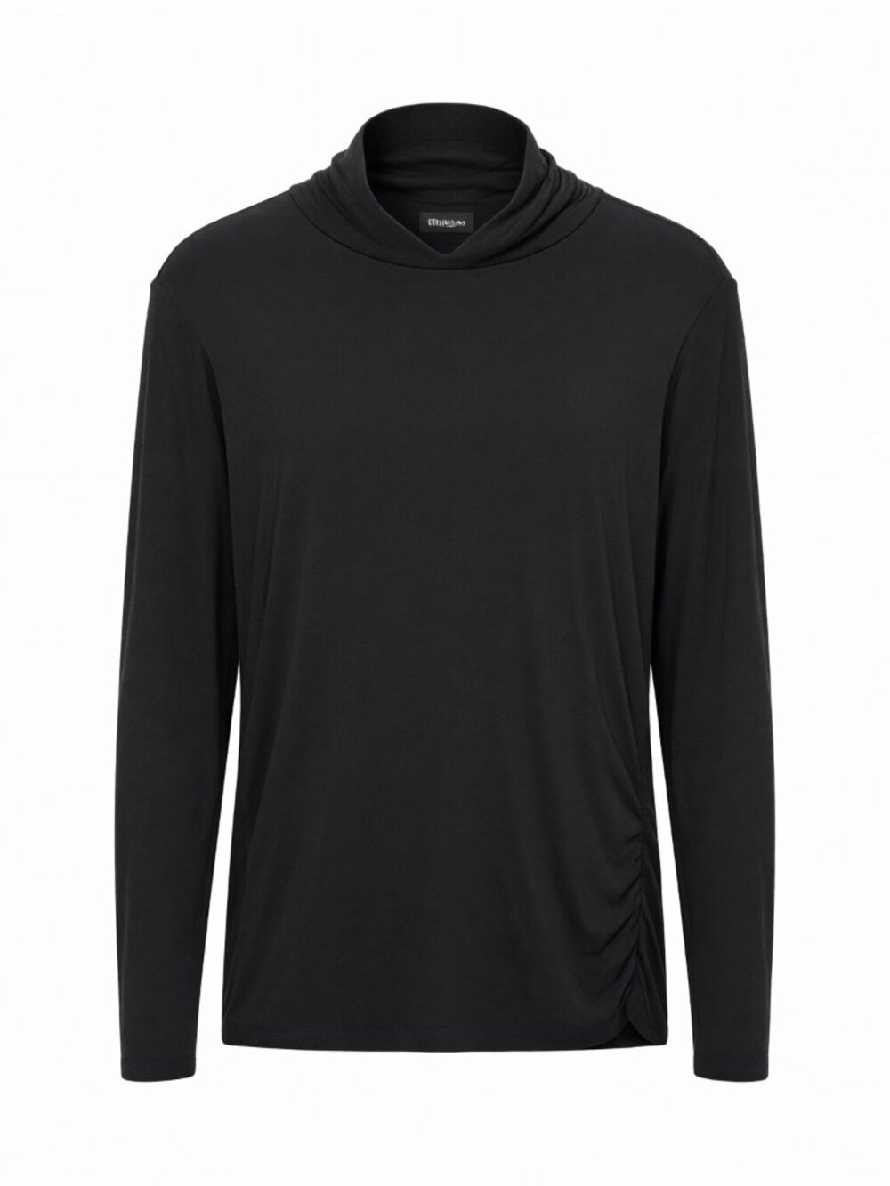 Coldwater Creek Women's Long Sleeve Top Black S Supima Cotton Draped
